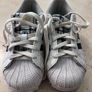 Kids adidas black and white sneakers size 12k